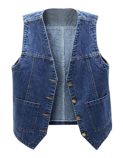 Women's Sleeveless Denim Vest V Neck