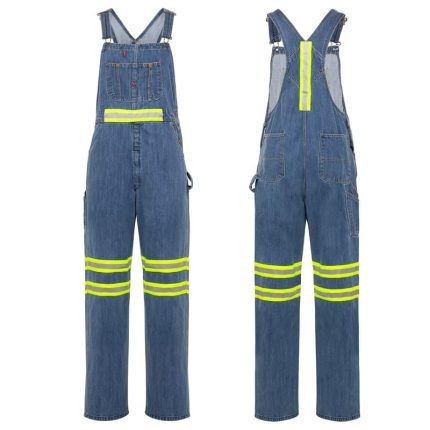 Men's Hi-Vis Bib Overall Men Enhanced Visibility Denim Dungaree PANTS Yellow Light Blue 32-34